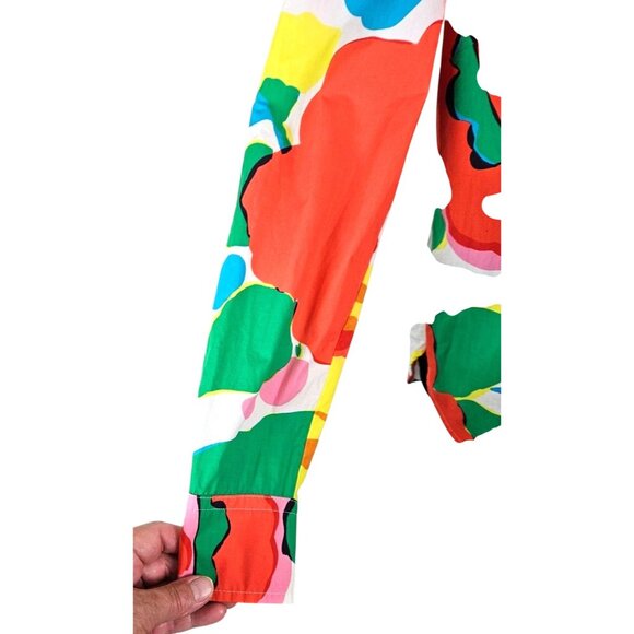 J.Crew Womens Floral Print Button-Up Shirt Size 2 Classic Fit Cotton Multicolor - Picture 7 of 10